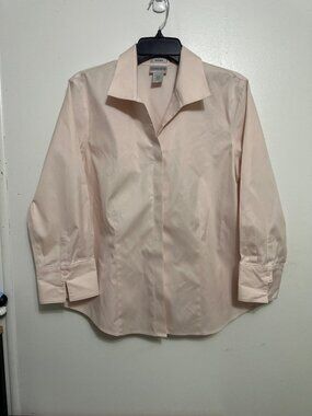 Chicos Non-Iron Beige Button-Up Shirt Womens Size 2